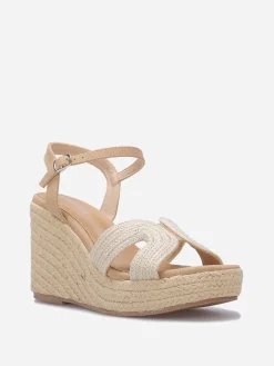 Hot La Modeuse Sandales compensées en cordage Taupe