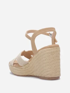 Hot La Modeuse Sandales compensées en cordage Taupe