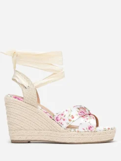 Sale La Modeuse Sandales compensées et satinées à fleurs Rose