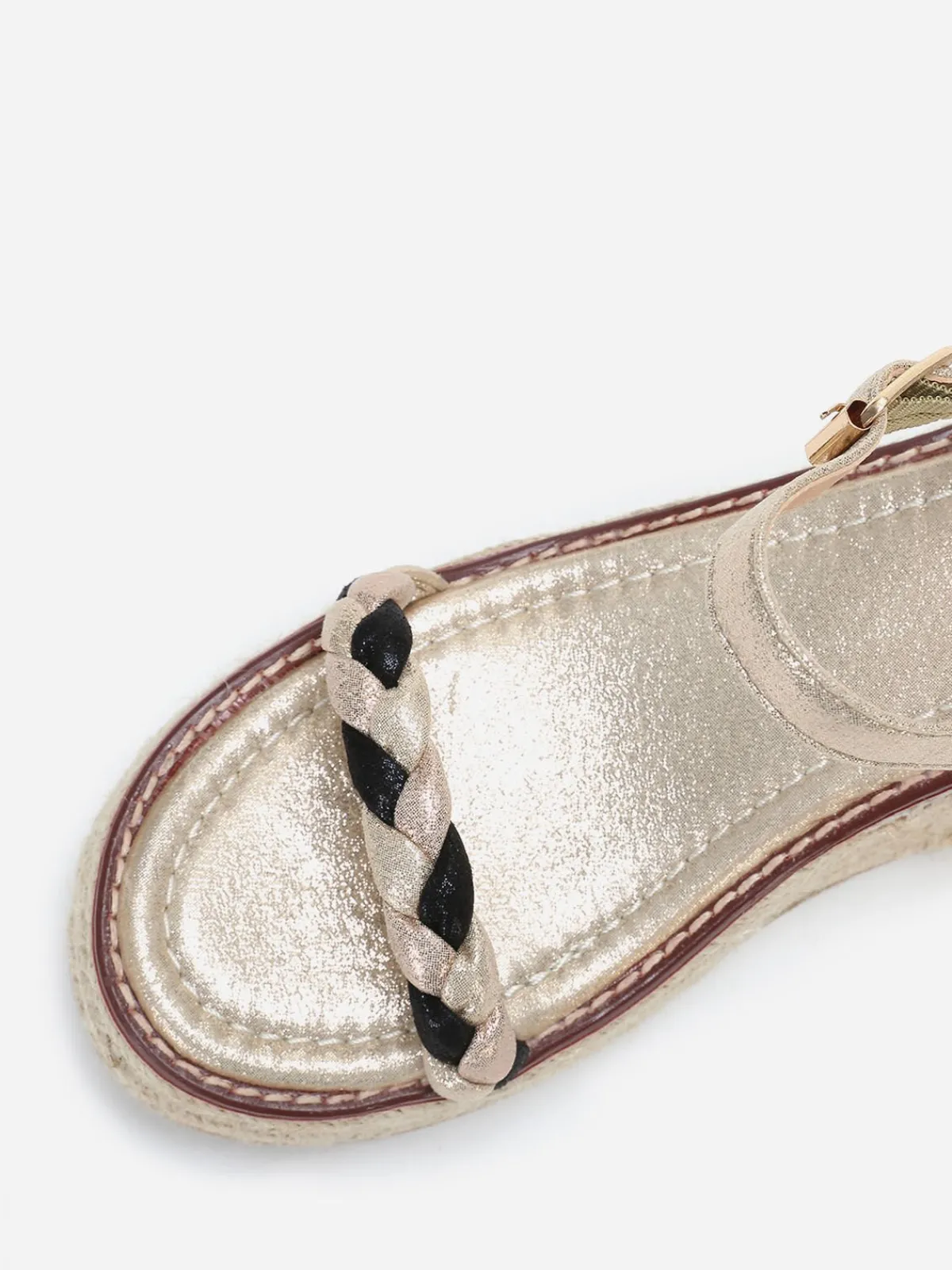Clearance La Modeuse Sandales compensées pailletées Doré