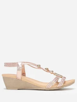 Best La Modeuse Sandales compensées rose doré à détails dorés Doré rose Dorérose