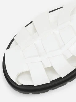 Sale La Modeuse Sandales crantées à multi-brides Blanc