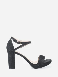 Discount La Modeuse Sandales en lurex grandes tailles Noir