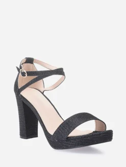 Discount La Modeuse Sandales en lurex grandes tailles Noir