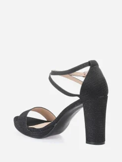 Discount La Modeuse Sandales en lurex grandes tailles Noir