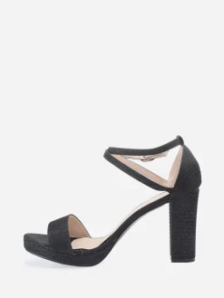 Discount La Modeuse Sandales en lurex grandes tailles Noir