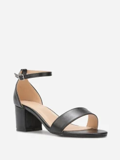 Discount La Modeuse Sandales en simili à petit talon carré Noir