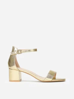Discount La Modeuse Sandales en simili à petit talon Doré