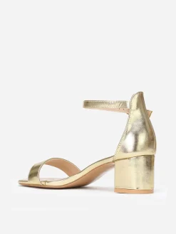 Discount La Modeuse Sandales en simili à petit talon Doré