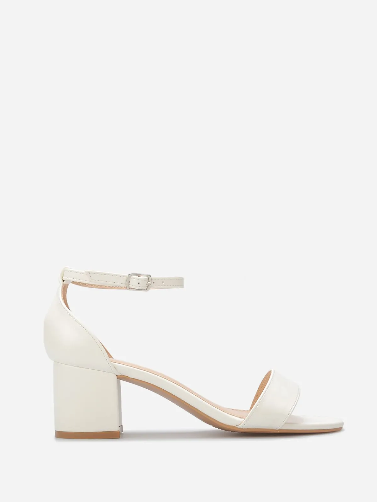 Discount La Modeuse Sandales en simili à petit talon carré Blanc