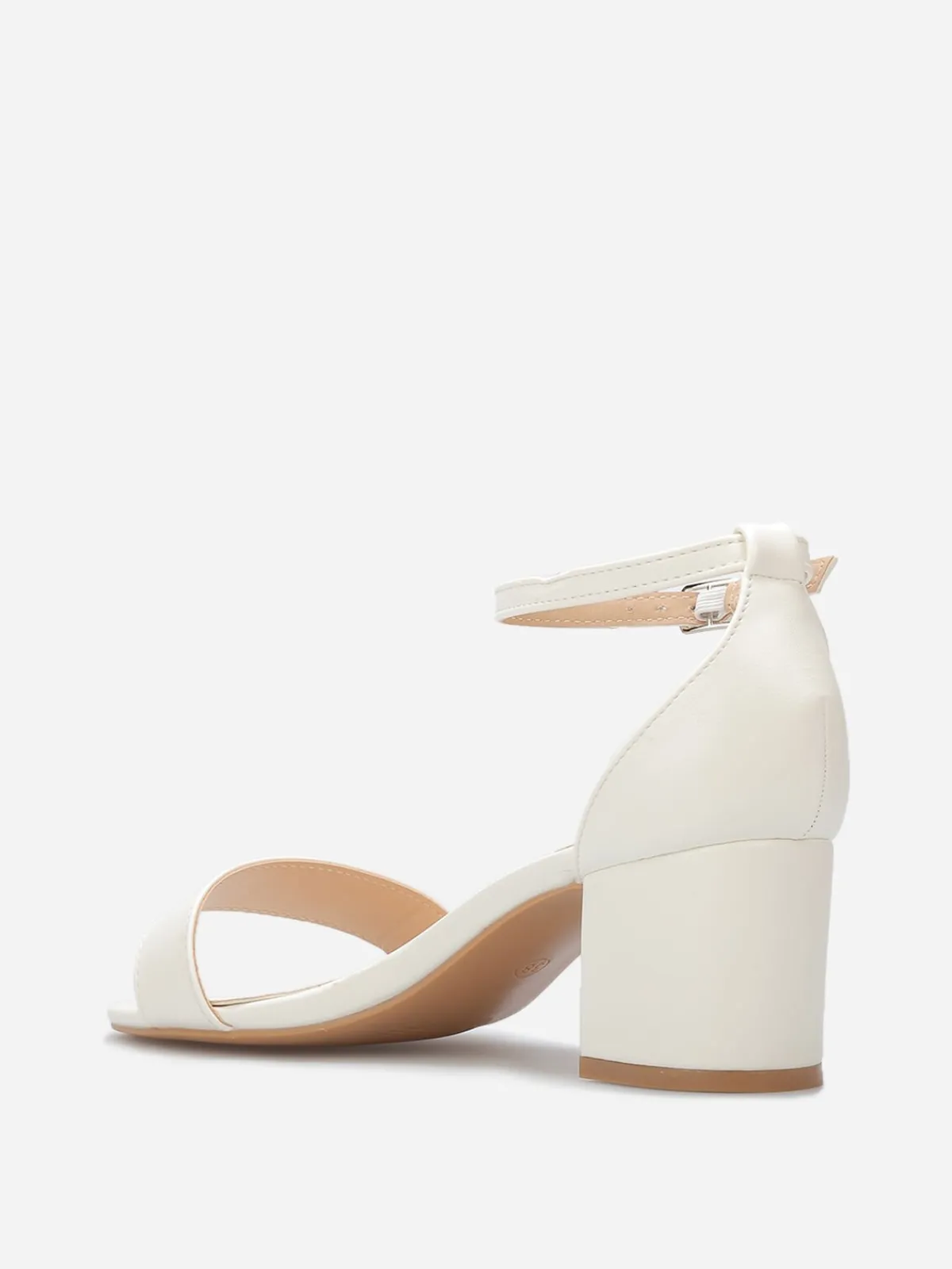 Discount La Modeuse Sandales en simili à petit talon carré Blanc