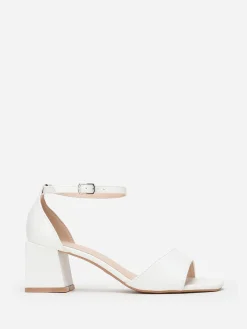 Discount La Modeuse Sandales en simili à talon bloc Blanc