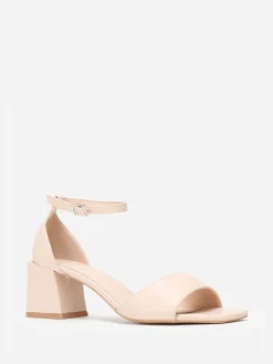 New La Modeuse Sandales en simili à talon bloc Beige
