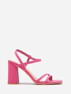 Online La Modeuse Sandales en simili mat à fines brides Fuchsia