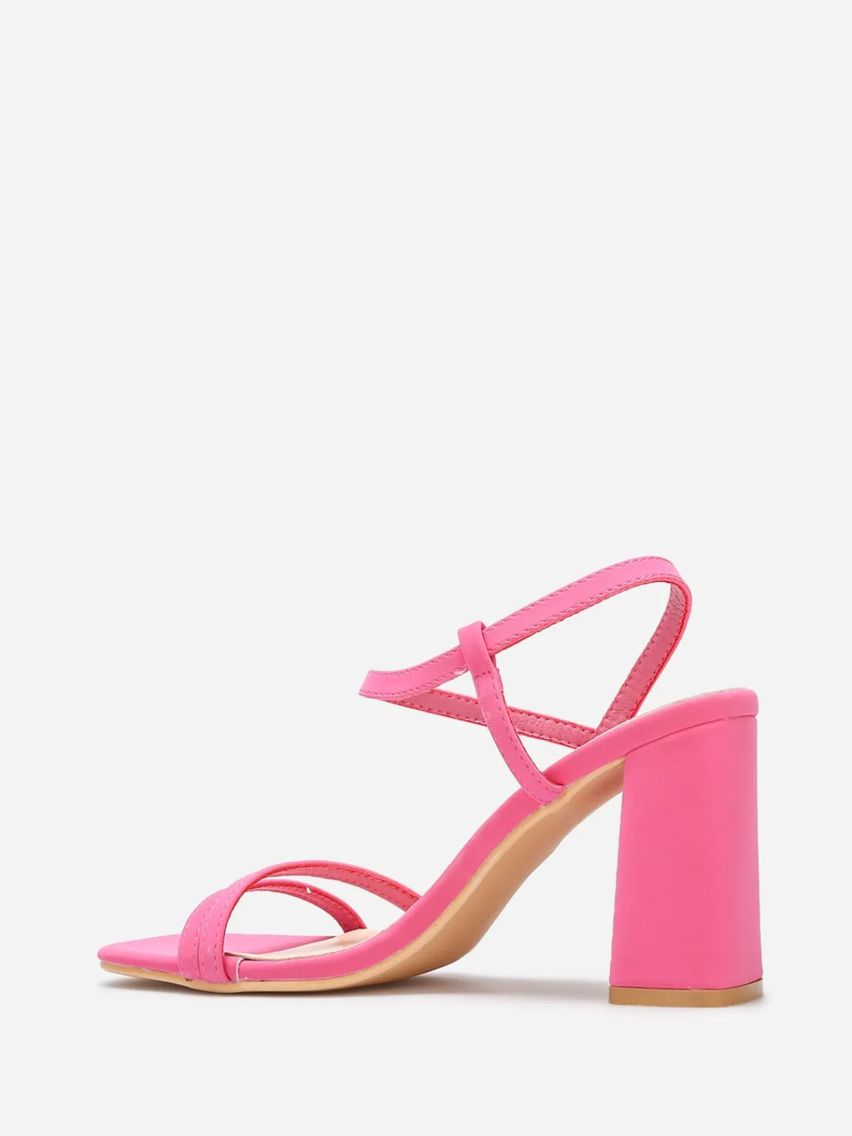 Online La Modeuse Sandales en simili mat à fines brides Fuchsia