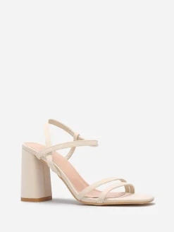 Hot La Modeuse Sandales en simili mat à fines brides Beige