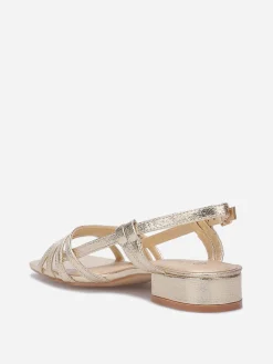 Online La Modeuse Sandales en simili métallisé à brides Doré