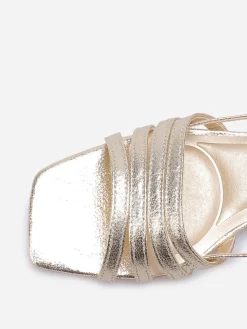 Online La Modeuse Sandales en simili métallisé à brides Doré