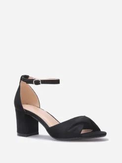 Clearance La Modeuse Sandales en suédine à bride effet nouée Noir