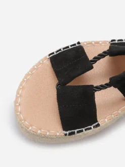 Clearance La Modeuse Sandales en suédine à cordon torsadé Noir