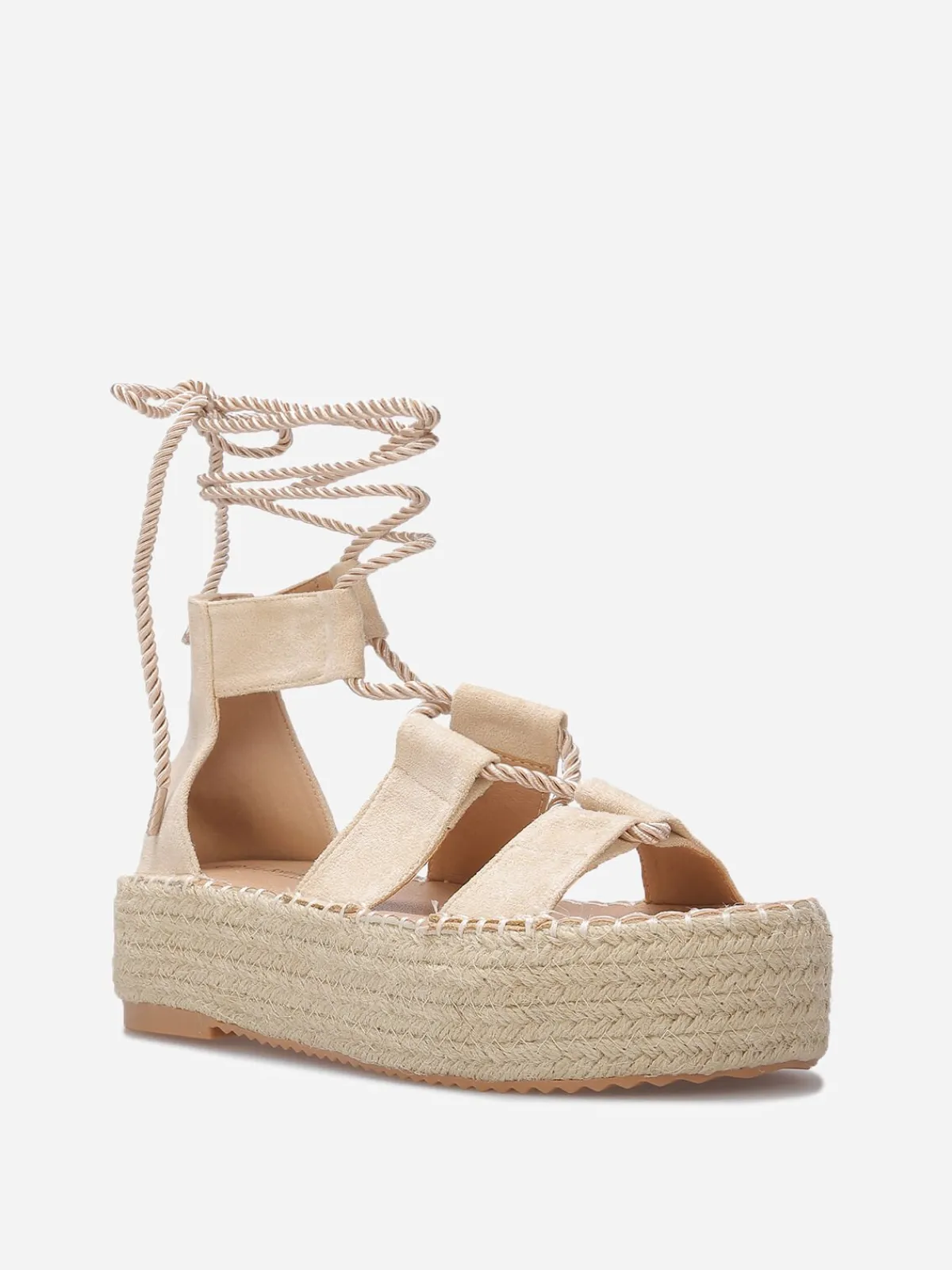 New La Modeuse Sandales en suédine à cordon torsadé Beige