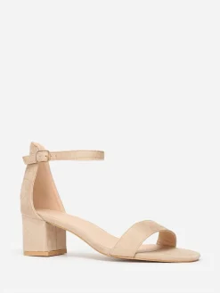 Online La Modeuse Sandales en suédine à petit talon Beige