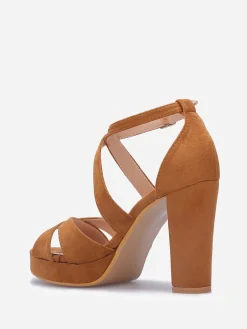 Clearance La Modeuse Sandales en suédine à plateforme Camel