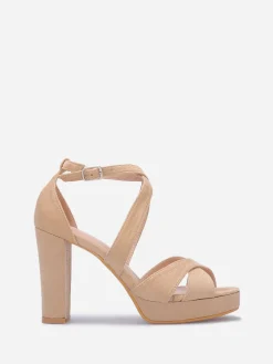 Best La Modeuse Sandales en suédine à plateforme Beige