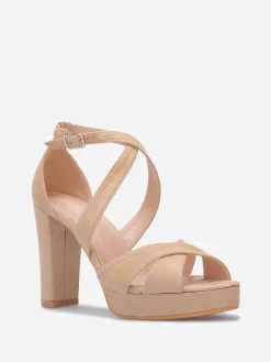 Best La Modeuse Sandales en suédine à plateforme Beige