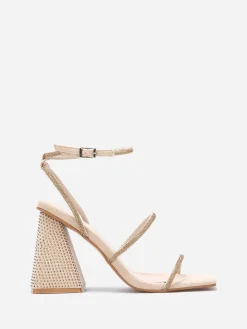 La Modeuse Sandales en suédine à strass Beige