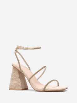 La Modeuse Sandales en suédine à strass Beige