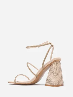 La Modeuse Sandales en suédine à strass Beige