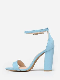 Online La Modeuse Sandales en suédine à talon carré BleuClair