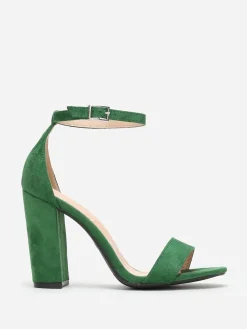 Clearance La Modeuse Sandales en suédine à talon carré Vert