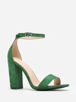 Clearance La Modeuse Sandales en suédine à talon carré Vert