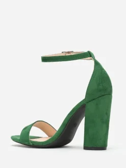 Clearance La Modeuse Sandales en suédine à talon carré Vert