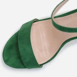 Clearance La Modeuse Sandales en suédine à talon carré Vert