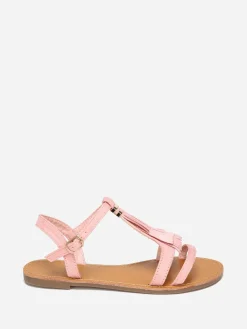 Clearance La Modeuse Sandales en suédine avec franges Rose
