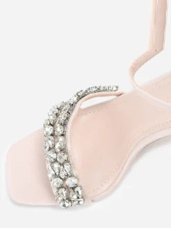 Best La Modeuse Sandales en tissu à strass et talon fin Beige