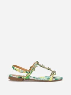 New La Modeuse Sandales incrustées de bijoux c艙urs Vert