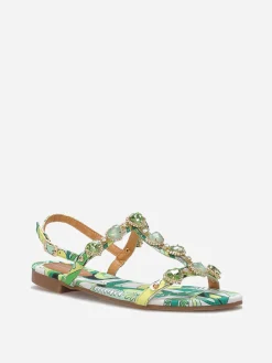 New La Modeuse Sandales incrustées de bijoux c艙urs Vert