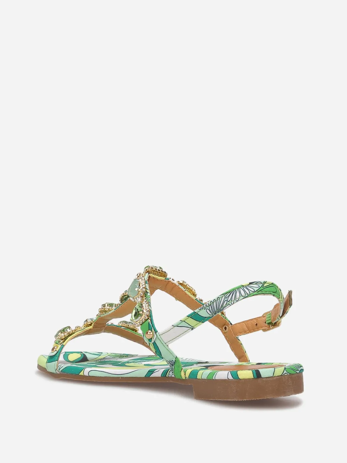 New La Modeuse Sandales incrustées de bijoux c艙urs Vert
