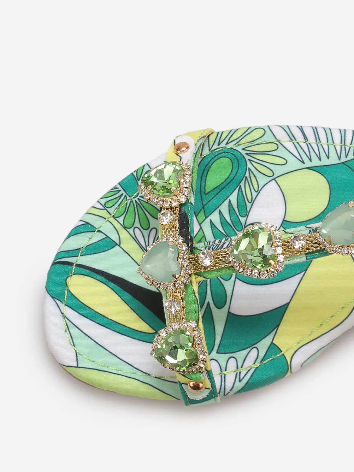 New La Modeuse Sandales incrustées de bijoux c艙urs Vert