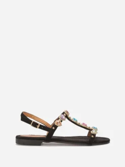 Clearance La Modeuse Sandales incrustées de bijoux c艙urs Noir