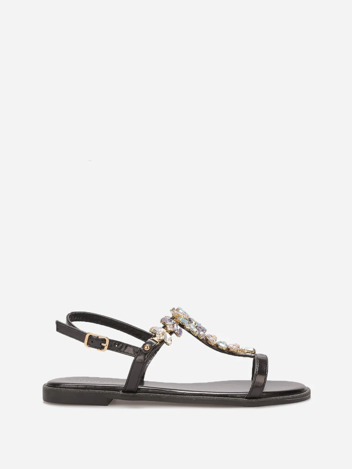 Outlet La Modeuse Sandales incrustées de strass Noir