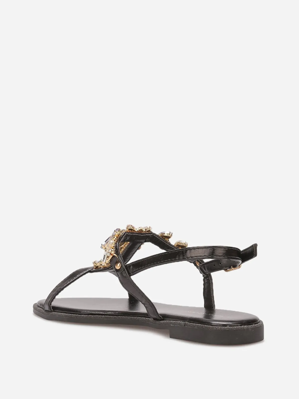 Outlet La Modeuse Sandales incrustées de strass Noir
