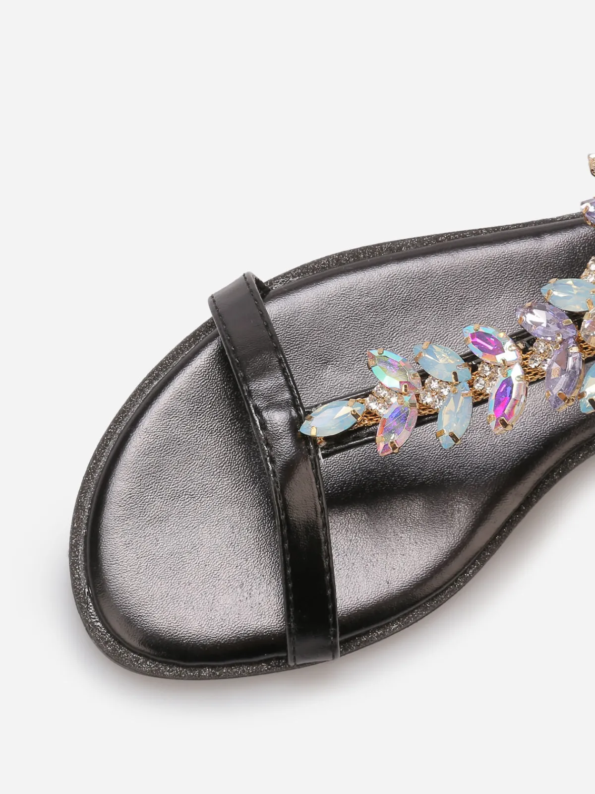 Outlet La Modeuse Sandales incrustées de strass Noir