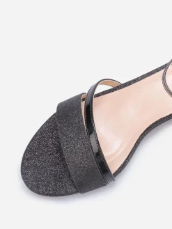 Best La Modeuse Sandales pailletées à fines brides vernies Noir