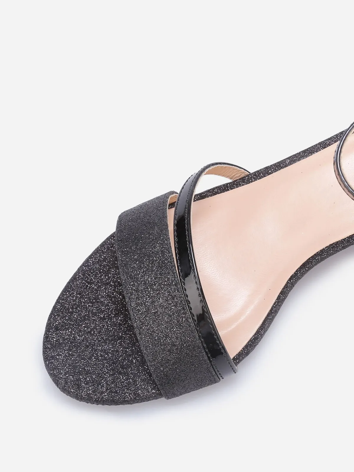 Best La Modeuse Sandales pailletées à fines brides vernies Noir