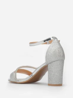 La Modeuse Sandales pailletées avec bride à strass Argenté